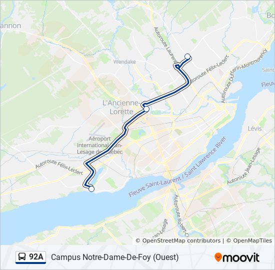 92A bus Line Map