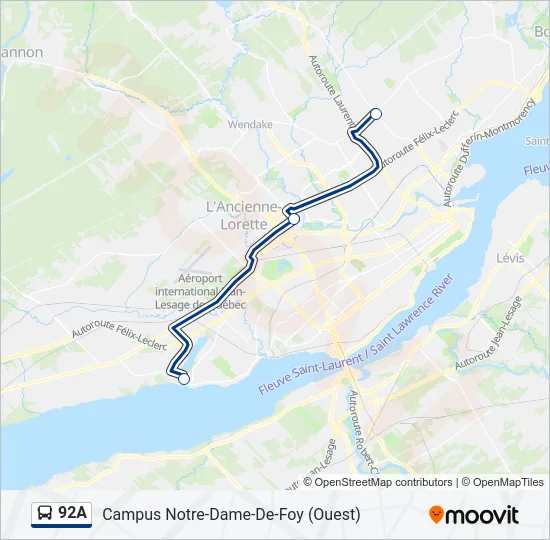 92A Bus Line Map