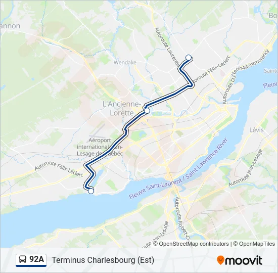 92A Bus Line Map