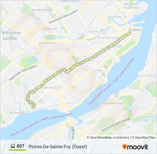 Plan de la ligne 807 de bus