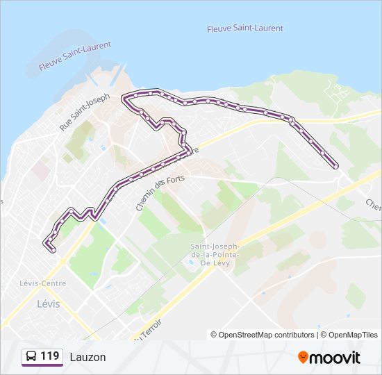 Plan de la ligne 119 de bus