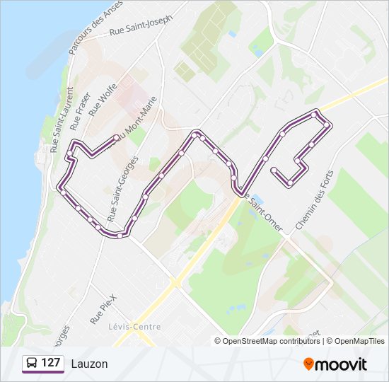 Plan de la ligne 127 de bus