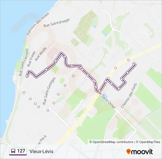 Plan de la ligne 127 de bus
