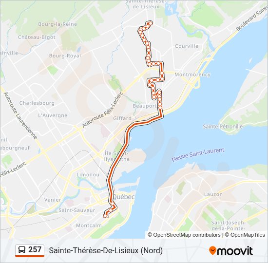 Plan de la ligne 257 de bus