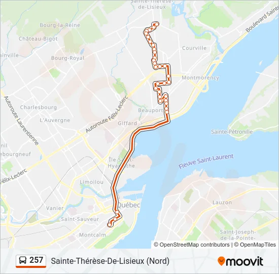 Plan de la ligne 257 de bus