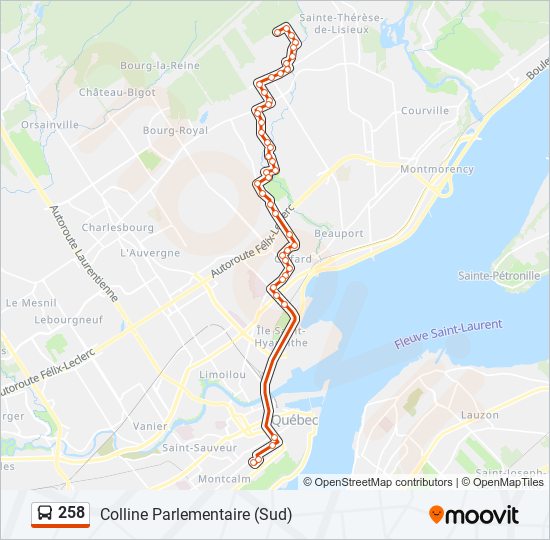 Plan de la ligne 258 de bus