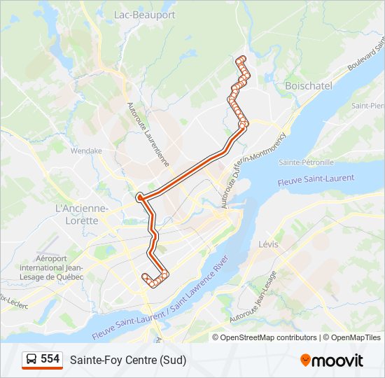 554 bus Line Map