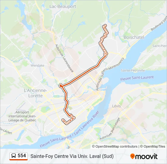 554 Bus Line Map