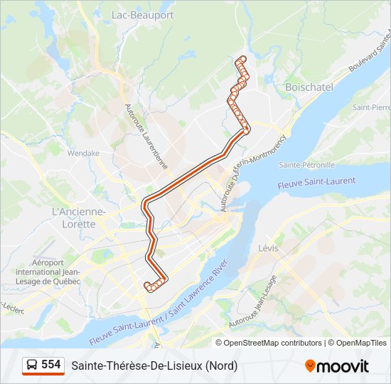 Plan de la ligne 554 de bus