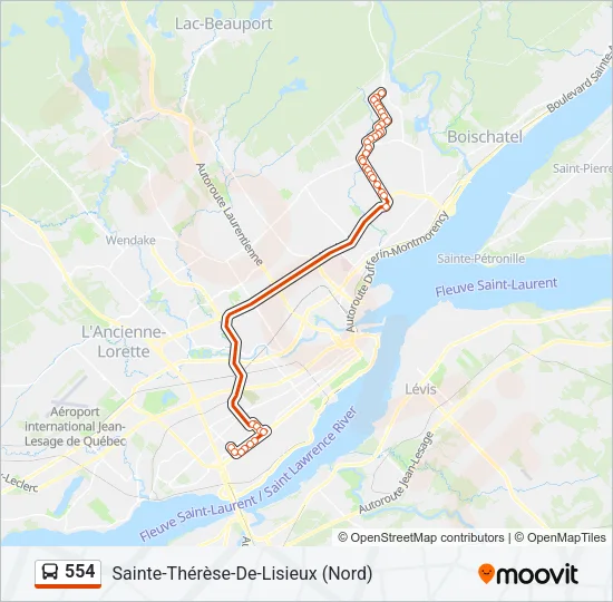 554 Bus Line Map