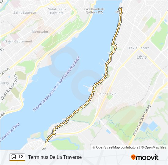 T2 Bus Line Map