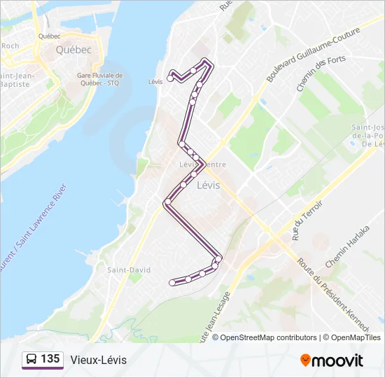 135 Bus Line Map
