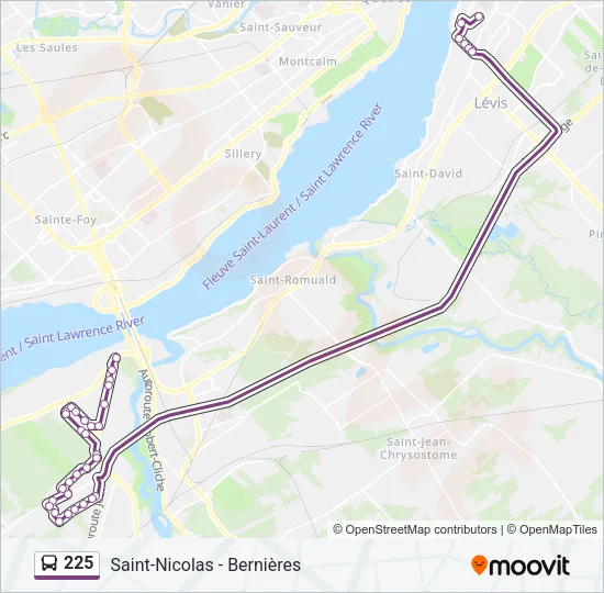 Plan de la ligne 225 de bus