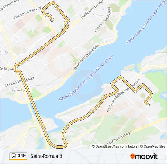 34E bus Line Map