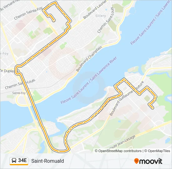 34E Bus Line Map