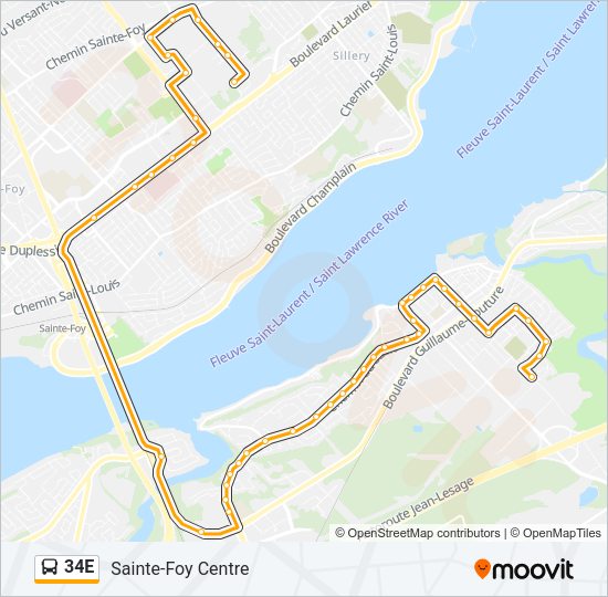34E Bus Line Map