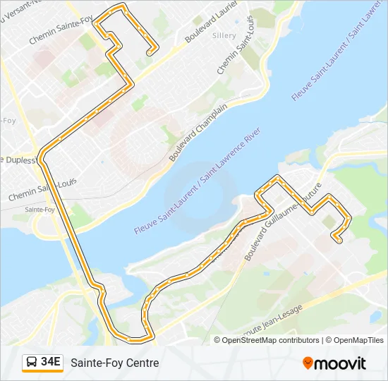 34E Bus Line Map