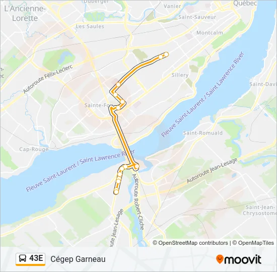 43E Bus Line Map