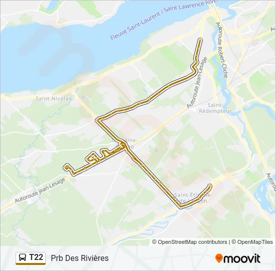 T22 Bus Line Map