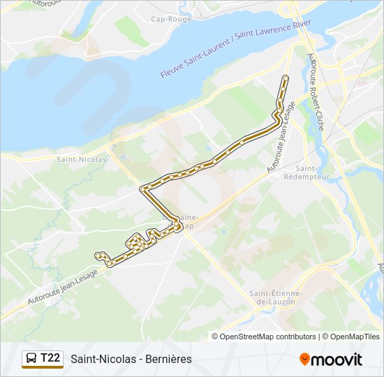 T22 Bus Line Map