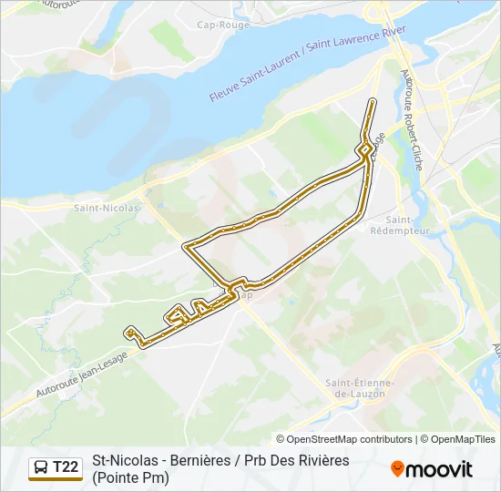 T22 Bus Line Map
