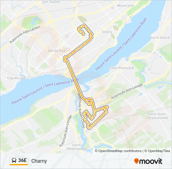 36E Bus Line Map