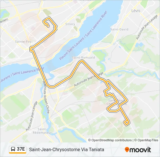 37E Bus Line Map