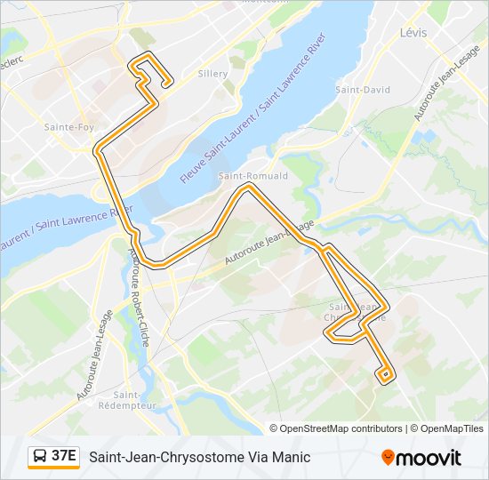 Plan de la ligne 37E de bus