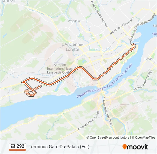 Plan de la ligne 292 de bus