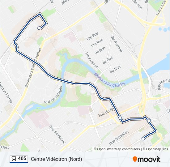 Plan de la ligne 405 de bus