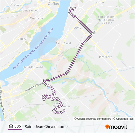 385 Bus Line Map