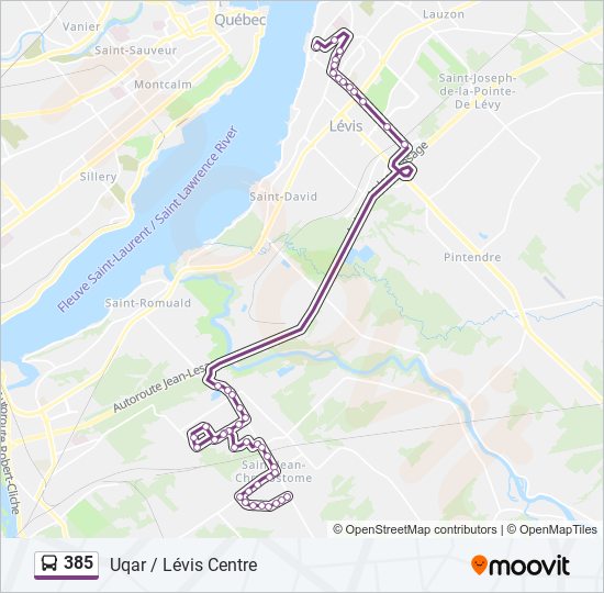 385 bus Line Map