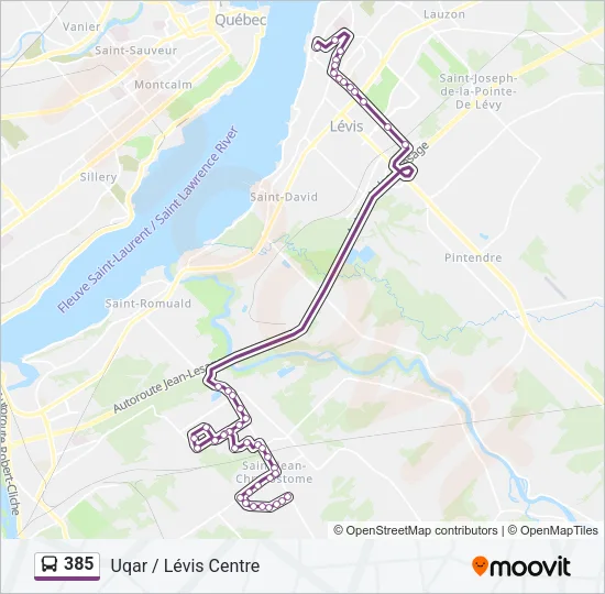 385 Bus Line Map