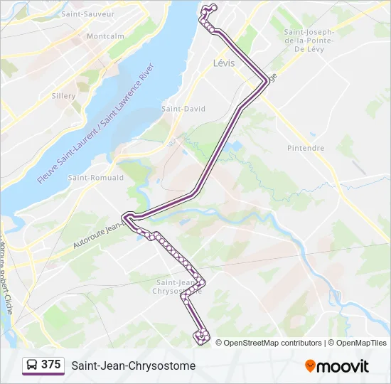 Plan de la ligne 375 de bus
