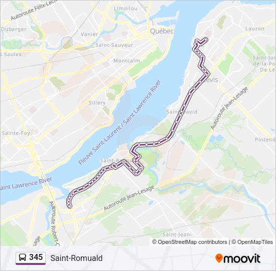 Plan de la ligne 345 de bus