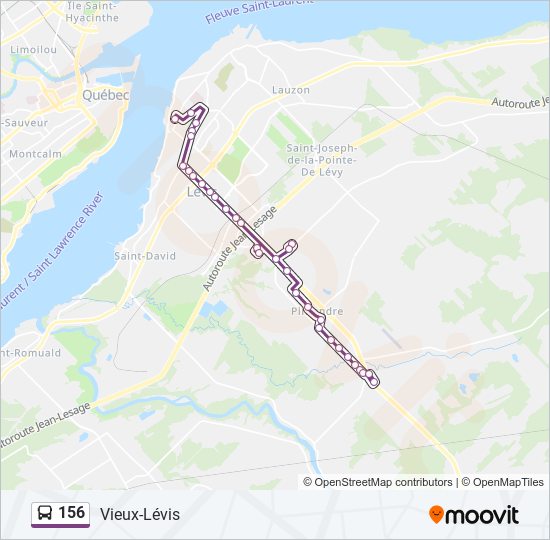 Plan de la ligne 156 de bus