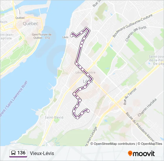 136 Bus Line Map