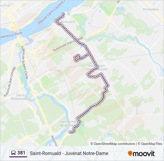 Plan de la ligne 381 de bus