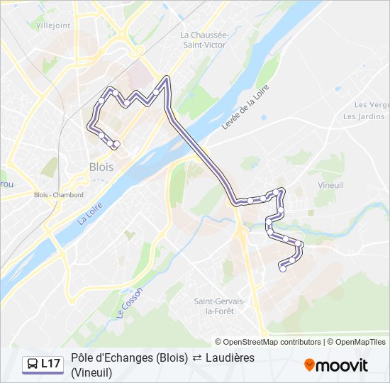 Plan de la ligne L17 de bus