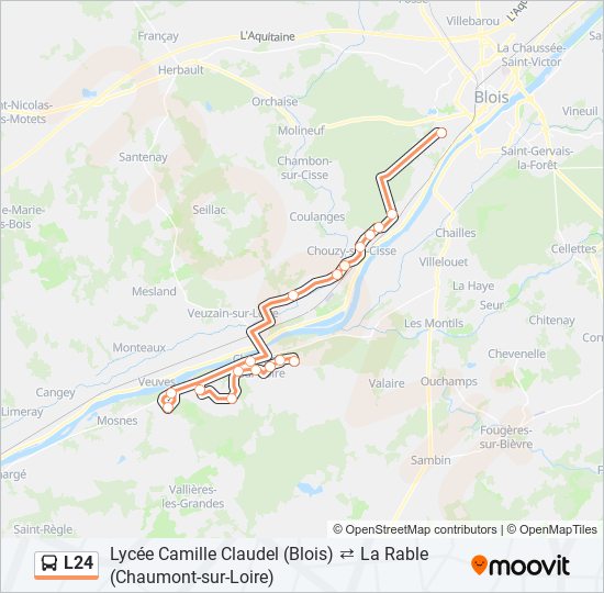 Plan de la ligne L24 de bus