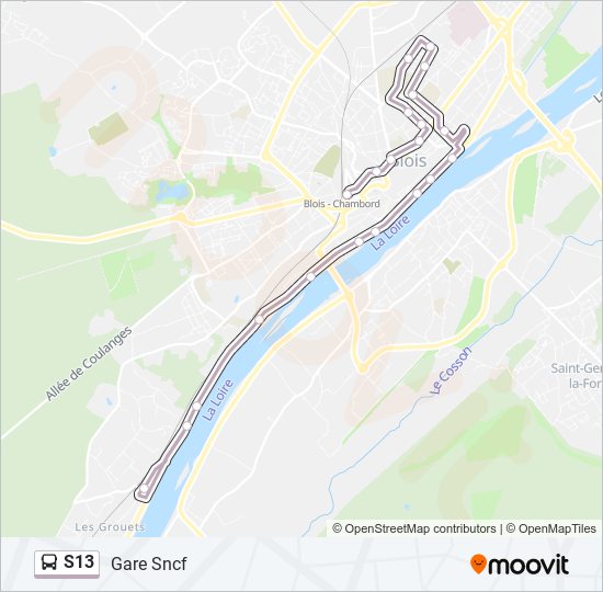 Plan de la ligne S13 de bus