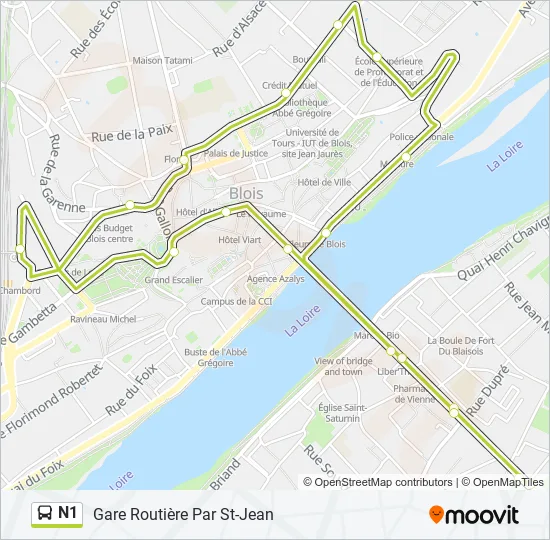 N1 Bus Line Map