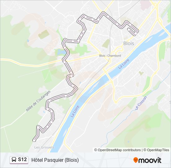 Plan de la ligne S12 de bus