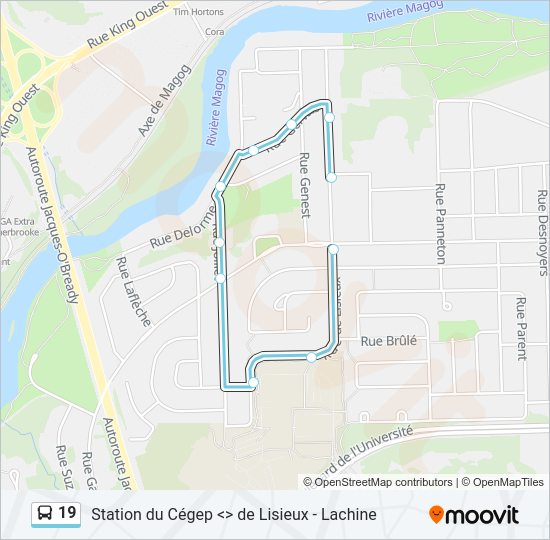 Plan de la ligne 19 de bus