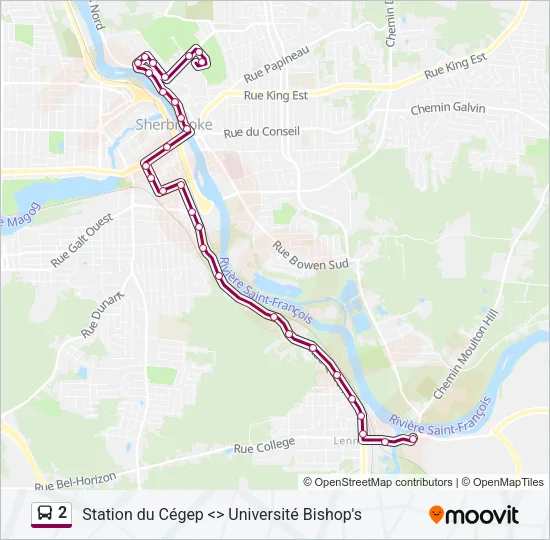 Plan de la ligne 2 de bus
