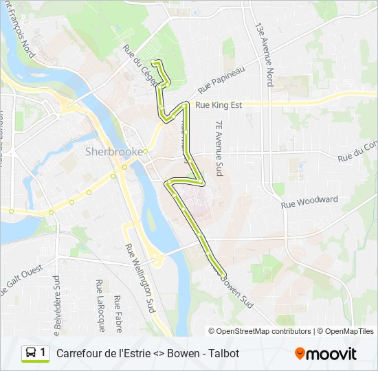 Plan de la ligne 1 de bus