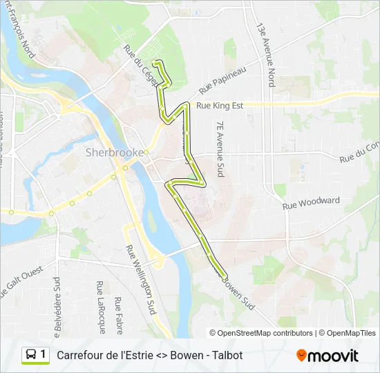 Plan de la ligne 1 de bus
