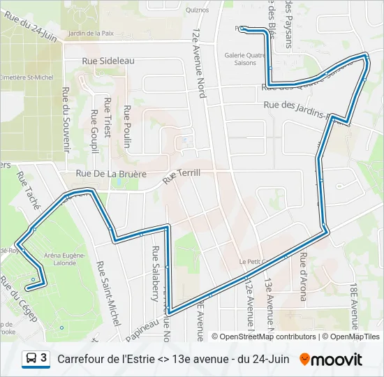 Plan de la ligne 3 de bus