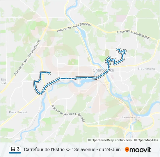 Plan de la ligne 3 de bus
