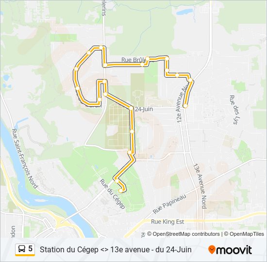 Plan de la ligne 5 de bus